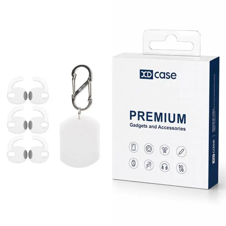 For Galaxy Buds3 Pro XDcase 3 Pairs Silicone Anti-slip Sports Ear Caps with Storage Case & Carabiner(White)