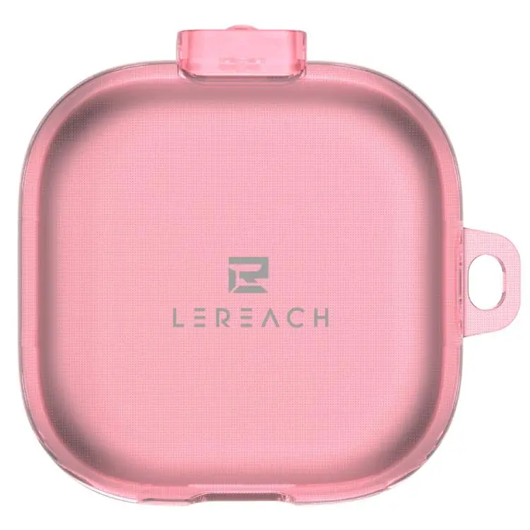 For Galaxy Buds4 /4 Pro LeReach Mega Series Transparent Edition Wireless Earphone Case with Hook(Transparent Pink)