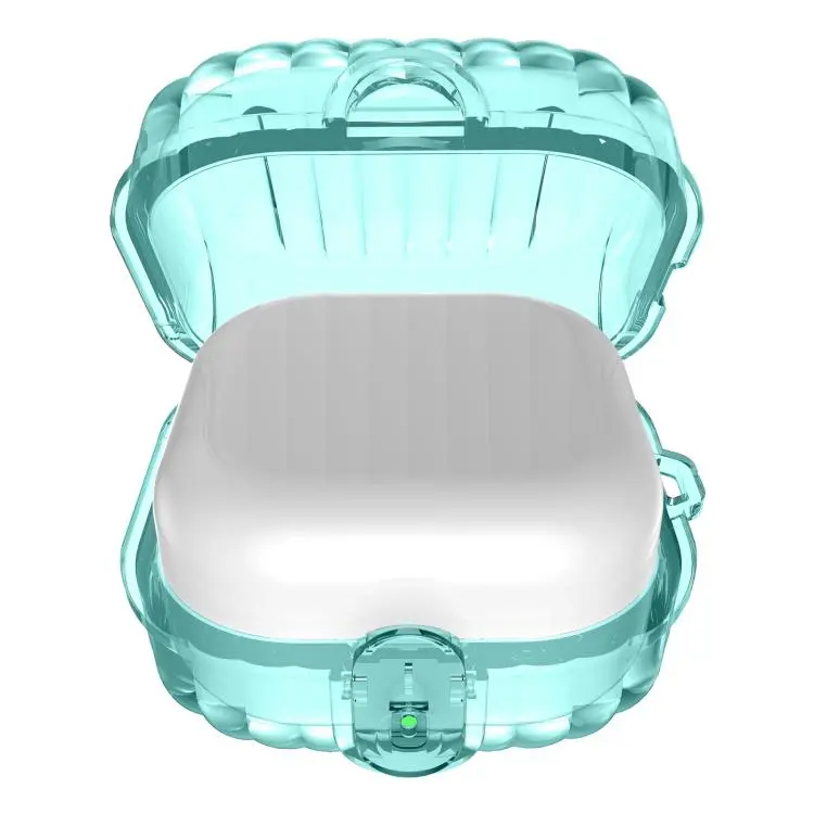 For Galaxy Buds4 / 4 Pro Shell Look Earbuds Box Protective Case with Security Lock(Transparent Blue)