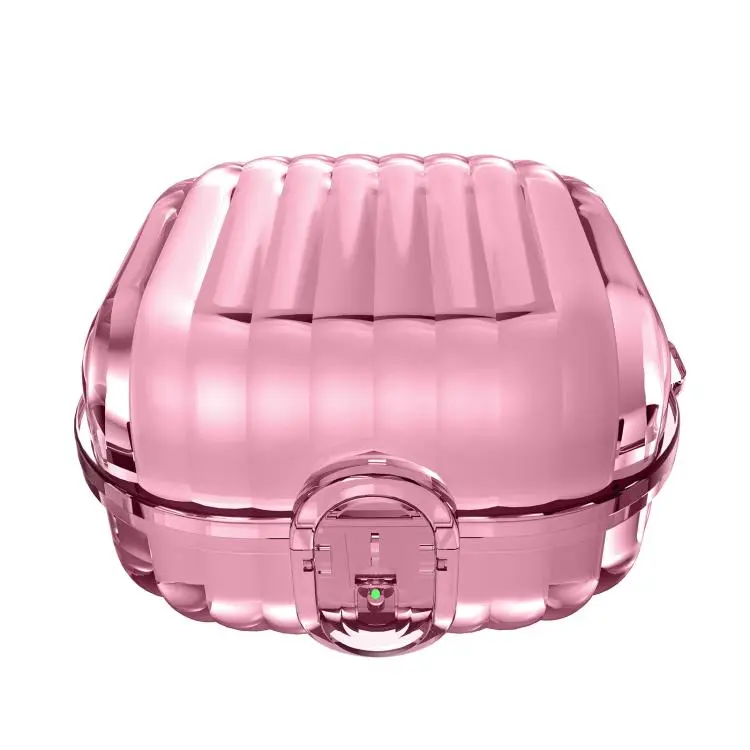 For Galaxy Buds4 / 4 Pro Shell Look Earbuds Box Protective Case with Security Lock(Transparent Pink)