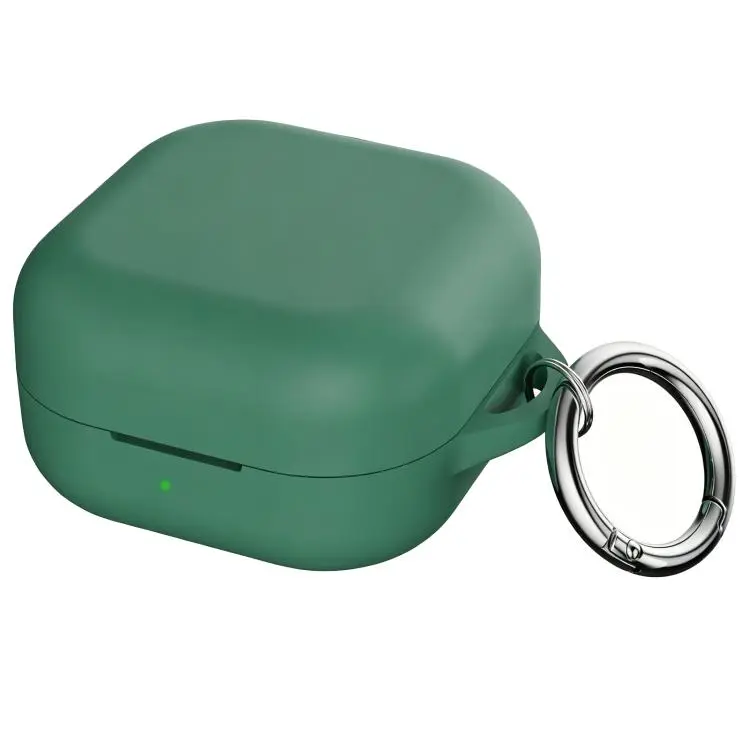 For Galaxy Buds4 / Buds4 Pro 2mm Thickness One-piece Silicone Earbuds Protective Case with Hook(Pine Green)