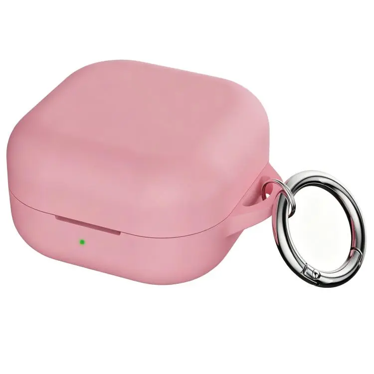 For Galaxy Buds4 / Buds4 Pro 2mm Thickness One-piece Silicone Earbuds Protective Case with Hook(Pink)
