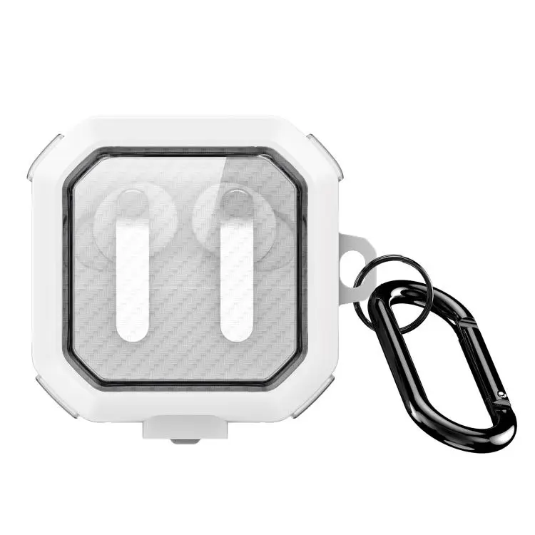 For Galaxy Buds4 / Buds4 Pro DUX DUCIS SECE Series Frosted Clear Carbon Fiber Texture Wireless Earphones Case(White)
