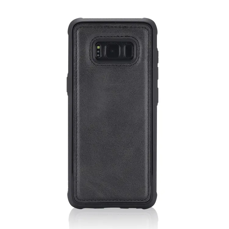 For Galaxy S8+ Magnetic Shockproof PC + TPU + PU Leather Protective Case(Black)