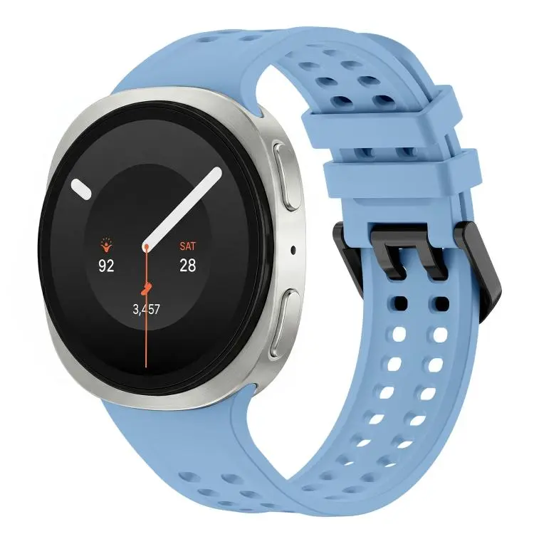 For Galaxy Watch 9 / 8 / 8 Classic Solid Color Dual-Row Perforated Silicone Watch Band(Blue)