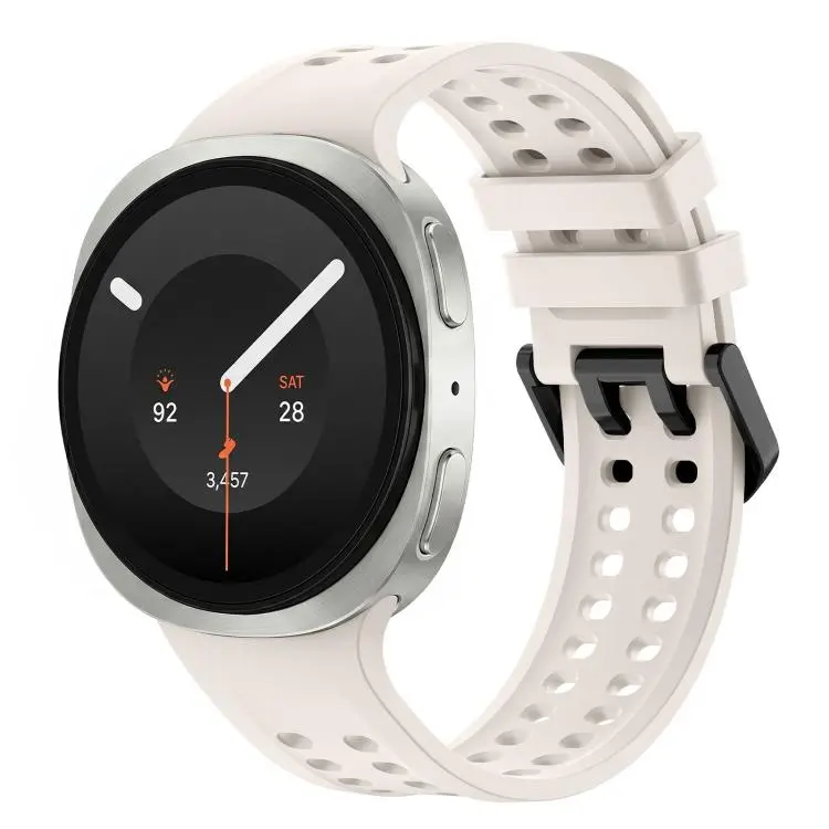 For Galaxy Watch 9 / 8 / 8 Classic Solid Color Dual-Row Perforated Silicone Watch Band(Starlight)