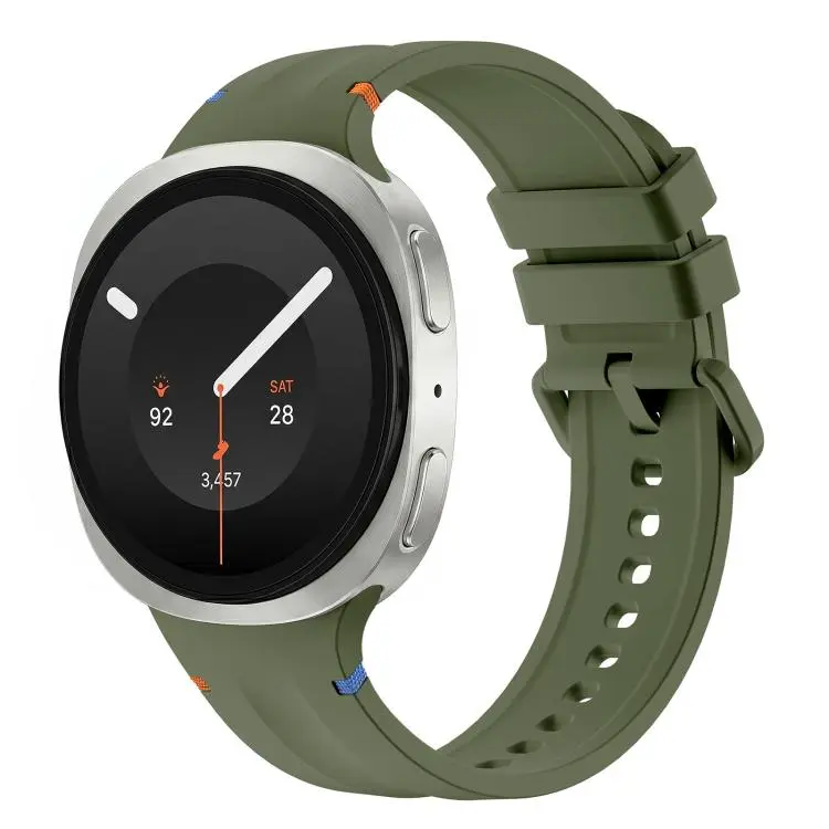 For Galaxy Watch 9 / 8 / 8 Classic Stitched Color Clasp Solid Color Silicone Watch Band(Army Green)