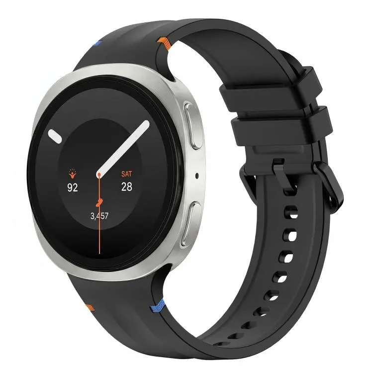 For Galaxy Watch 9 / 8 / 8 Classic Stitched Color Clasp Solid Color Silicone Watch Band(Black)