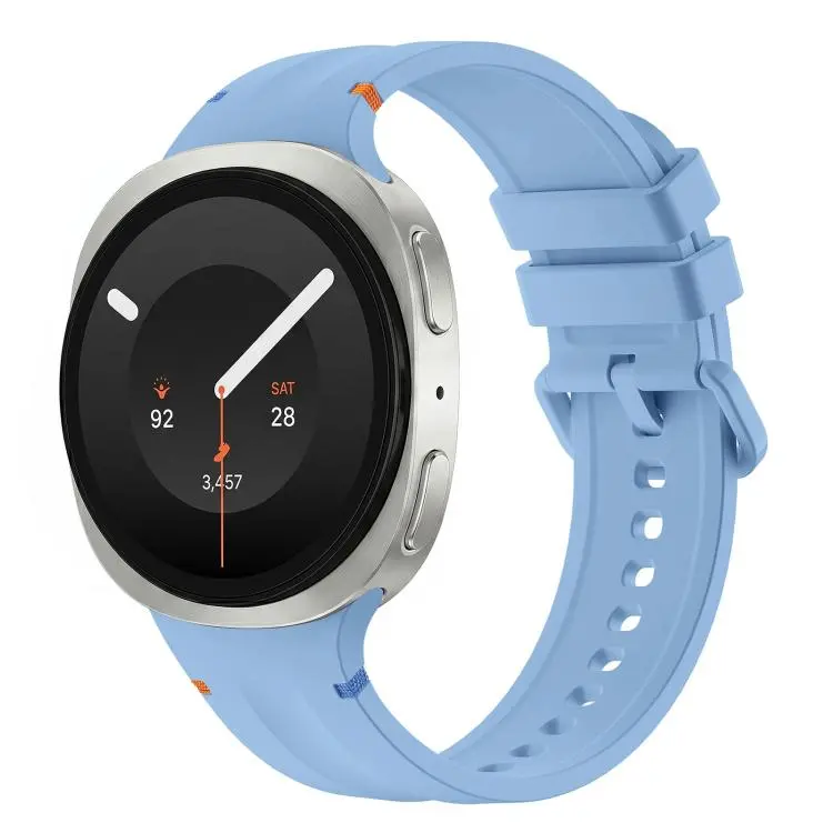 For Galaxy Watch 9 / 8 / 8 Classic Stitched Color Clasp Solid Color Silicone Watch Band(Light Blue)