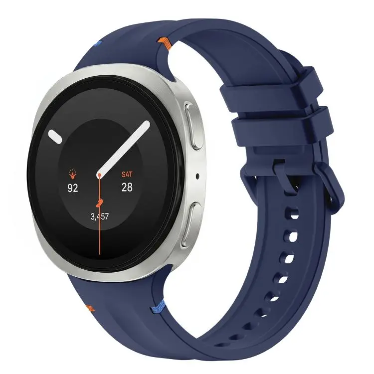 For Galaxy Watch 9 / 8 / 8 Classic Stitched Color Clasp Solid Color Silicone Watch Band(Midnight Blue)