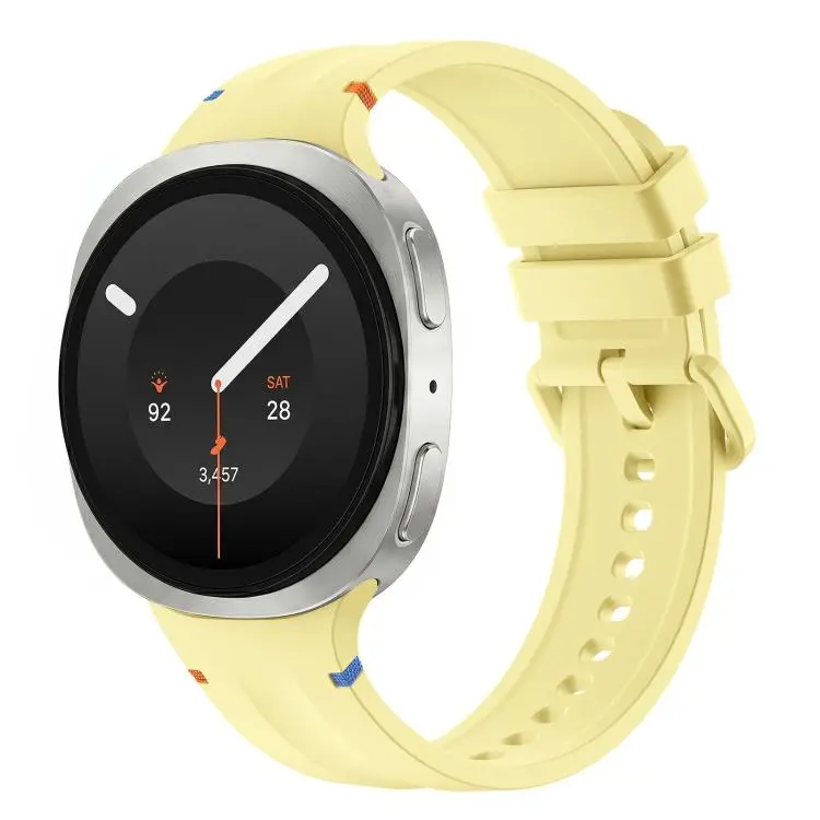 For Galaxy Watch 9 / 8 / 8 Classic Stitched Color Clasp Solid Color Silicone Watch Band(Yellow)