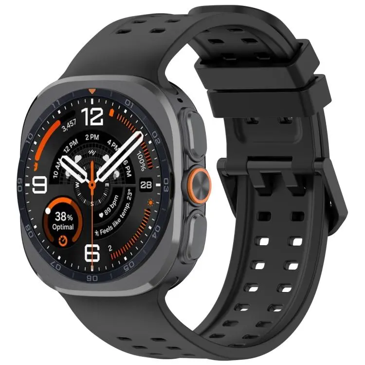 For Galaxy Watch Ultra2 2026 / 2025 / 1 2024 Double-Row Pin Buckle Silicone Watch Band(Black)