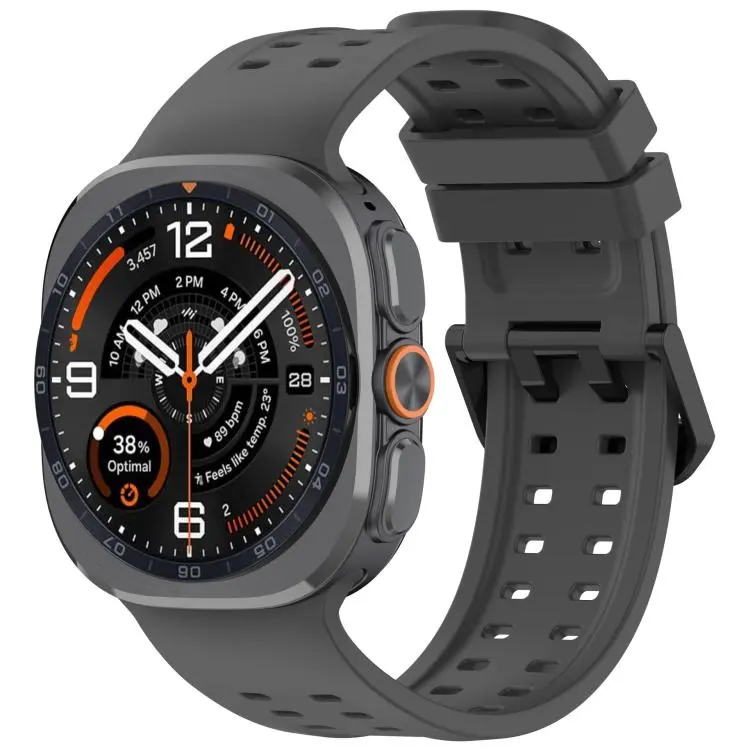 For Galaxy Watch Ultra2 2026 / 2025 / 1 2024 Double-Row Pin Buckle Silicone Watch Band(Dark Gray)