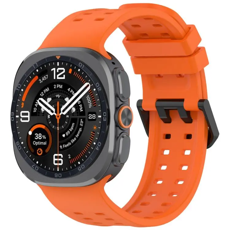 For Galaxy Watch Ultra2 2026 / 2025 / 1 2024 Double-Row Pin Buckle Silicone Watch Band(Orange)