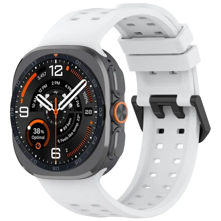 For Galaxy Watch Ultra2 2026 / 2025 / 1 2024 Double-Row Pin Buckle Silicone Watch Band(White)