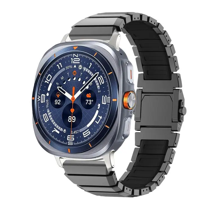 For Galaxy Watch Ultra2 2026 / 2025 / 1 2024 Magnetic Buckle Titanium Metal Hybrid Silicone Watch Band(Black)