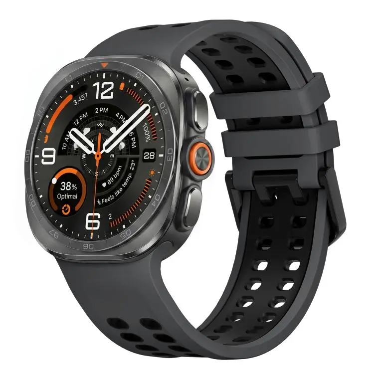 For Galaxy Watch Ultra2 2026 / 2025 / 1 2024 Two Color Double-Row Pin Buckle Silicone Watch Band(Coal Black)