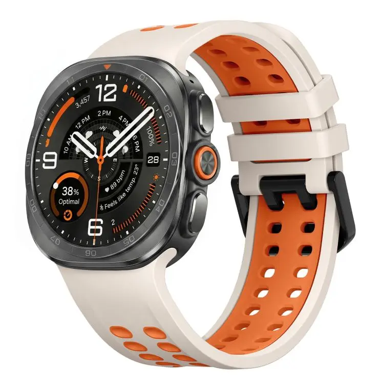 For Galaxy Watch Ultra2 2026 / 2025 / 1 2024 Two Color Double-Row Pin Buckle Silicone Watch Band(Starlight Orange)