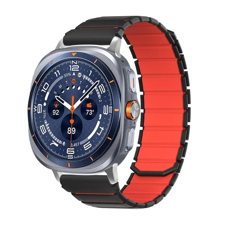 For Galaxy Watch Ultra2 2026 / 2025 / 1 2024 Two Color Magnetic Silicone Watch Band(Black Red)