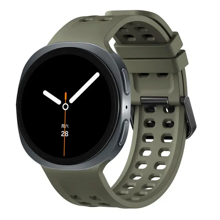 For Galaxy Watch9 / 8 / 8 Classic Double-Row Pin Buckle Solid Color Silicone Watch Band(Green)