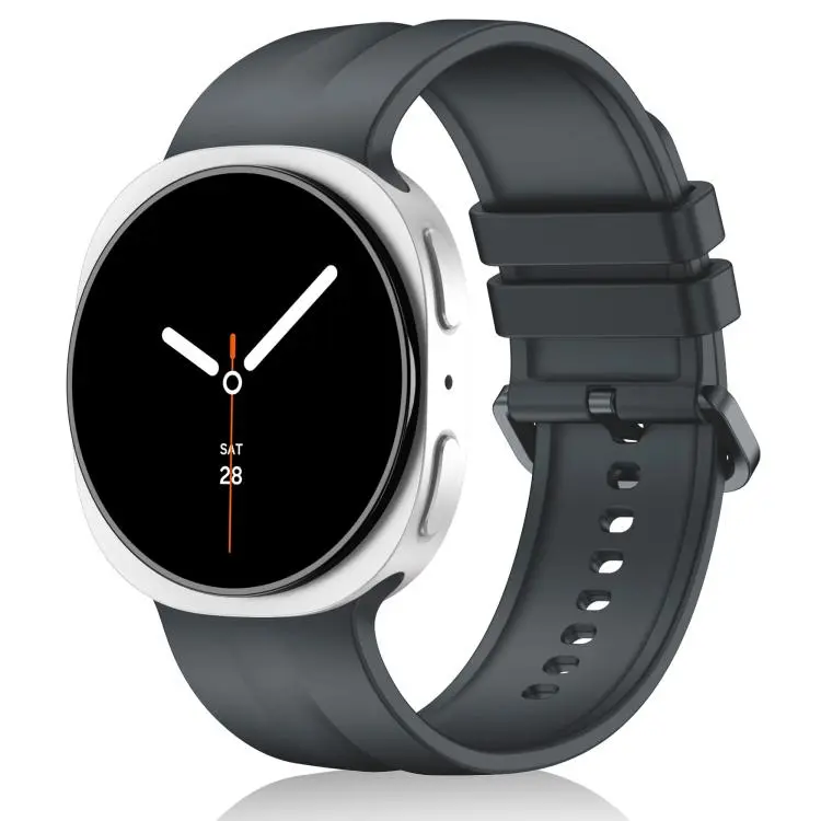 For Galaxy Watch9 / 8 / 8 Classic Solid Color Vertical Striped Silicone Watch Band Size