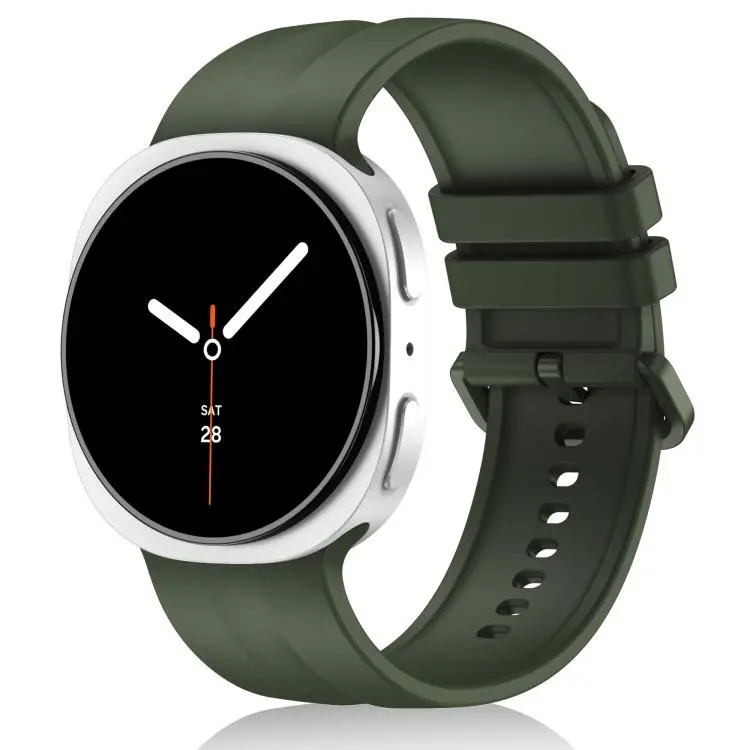 For Galaxy Watch9 / 8 / 8 Classic Solid Color Vertical Striped Silicone Watch Band Size