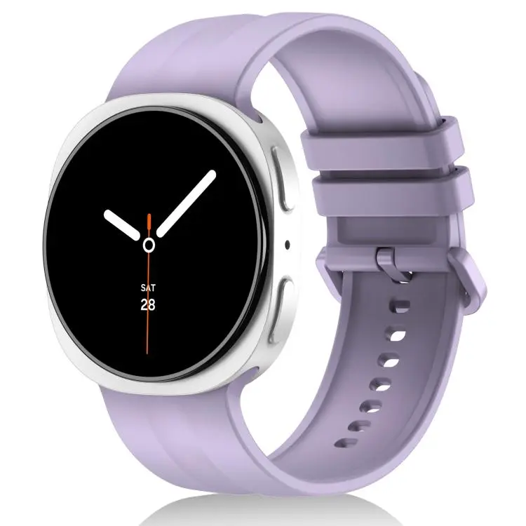 For Galaxy Watch9 / 8 / 8 Classic Solid Color Vertical Striped Silicone Watch Band Size