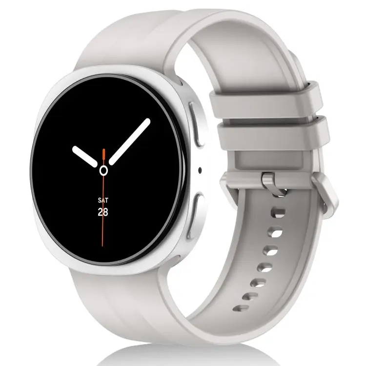 For Galaxy Watch9 / 8 / 8 Classic Solid Color Vertical Striped Silicone Watch Band Size