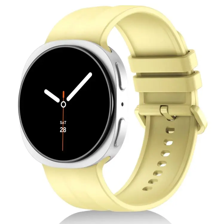 For Galaxy Watch9 / 8 / 8 Classic Solid Color Vertical Striped Silicone Watch Band Size