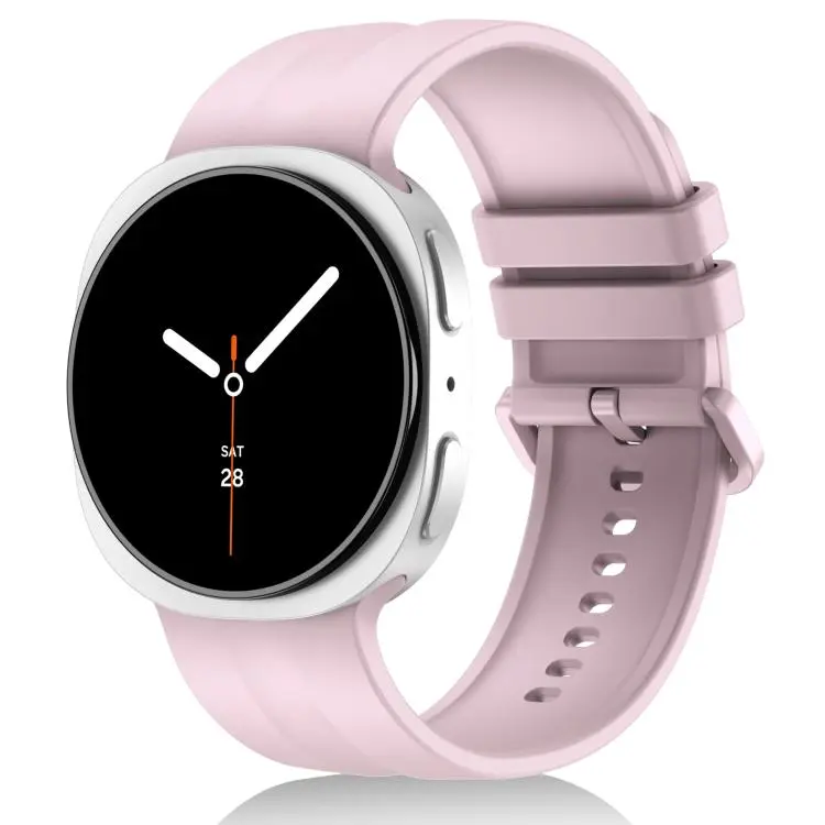 For Galaxy Watch9 / 8 / 8 Classic Solid Color Vertical Striped Silicone Watch Band Size