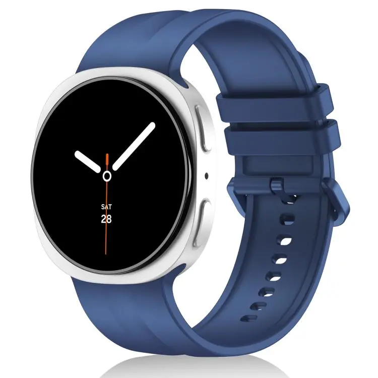 For Galaxy Watch9 / 8 / 8 Classic Solid Color Vertical Striped Silicone Watch Band Size