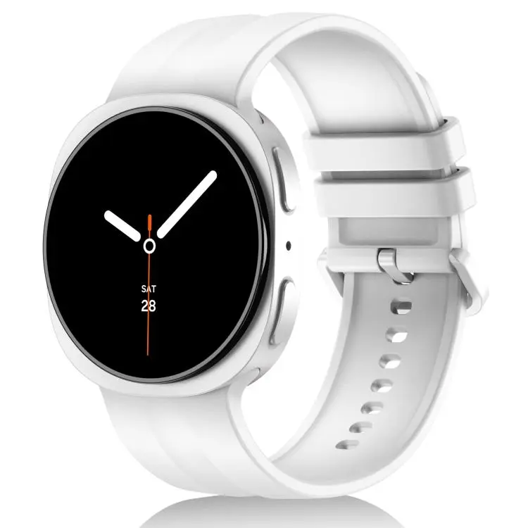 For Galaxy Watch9 / 8 / 8 Classic Solid Color Vertical Striped Silicone Watch Band Size