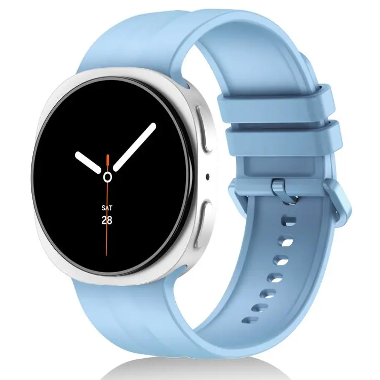 For Galaxy Watch9 / 8 / 8 Classic Solid Color Vertical Striped Silicone Watch Band Size