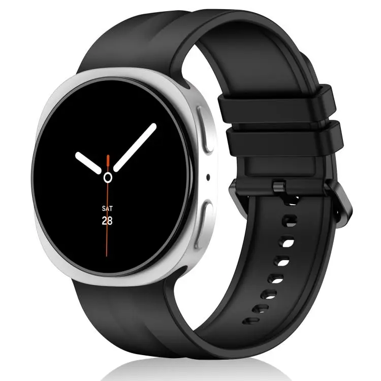 For Galaxy Watch9 / 8 / 8 Classic Solid Color Vertical Striped Silicone Watch Band Size