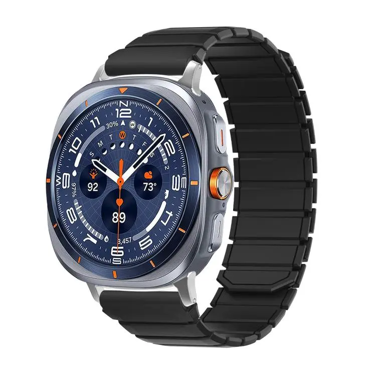 For Galaxy Watch9 / 8 / 8 Classic Two Color Magnetic Silicone Watch Band(Black)
