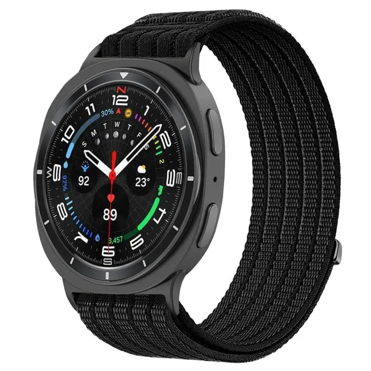 For Galaxy Watch9 / 8 / 8 Classic xDfind Nylon Breathable Hook And Loop Fastener Watch Band(Black)