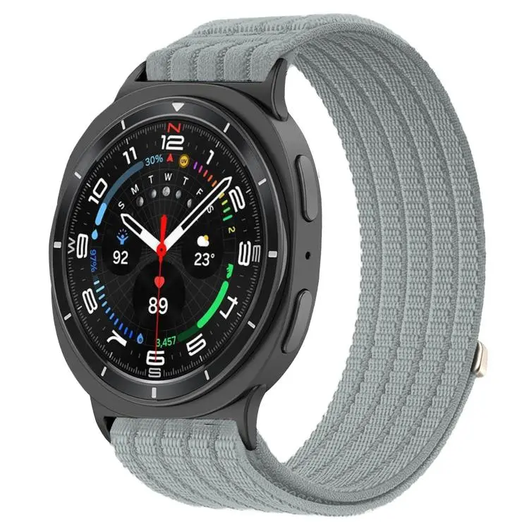 For Galaxy Watch9 / 8 / 8 Classic xDfind Nylon Breathable Hook And Loop Fastener Watch Band(Dark Grey)