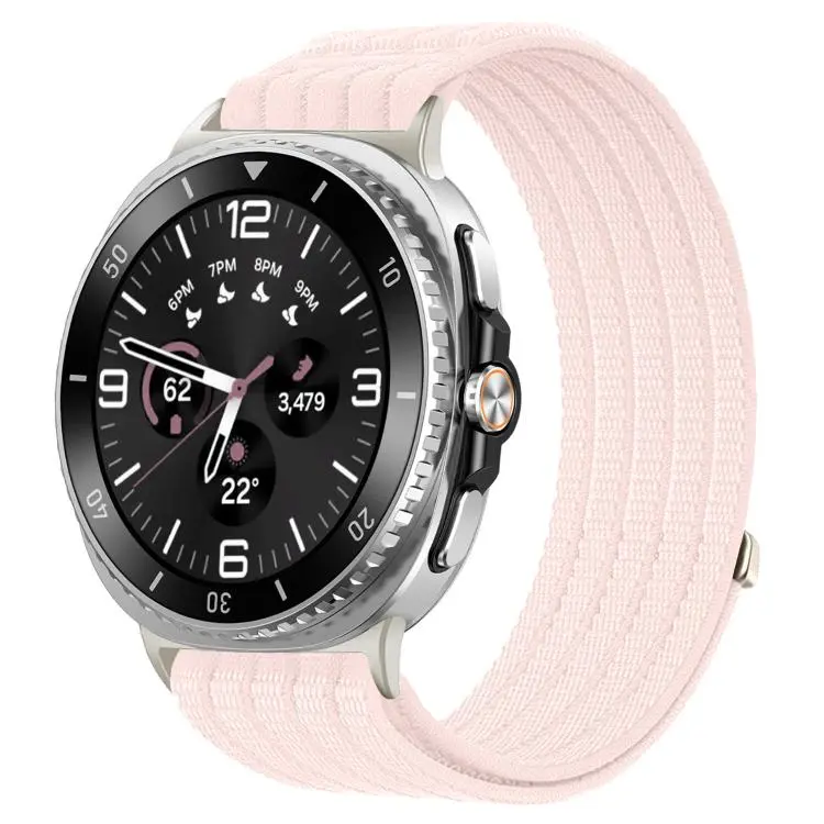 For Galaxy Watch9 / 8 / 8 Classic xDfind Nylon Breathable Hook And Loop Fastener Watch Band(Pearl Pink)