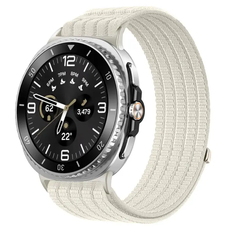 For Galaxy Watch9 / 8 / 8 Classic xDfind Nylon Breathable Hook And Loop Fastener Watch Band(Starlight)