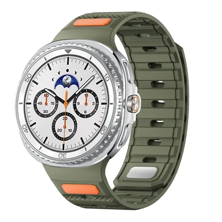 For Galaxy Watch9/8/9 Classic/8 Classic Dot Pattern Magnetic Solid Color Silicone Watch Band(Dark Olive)