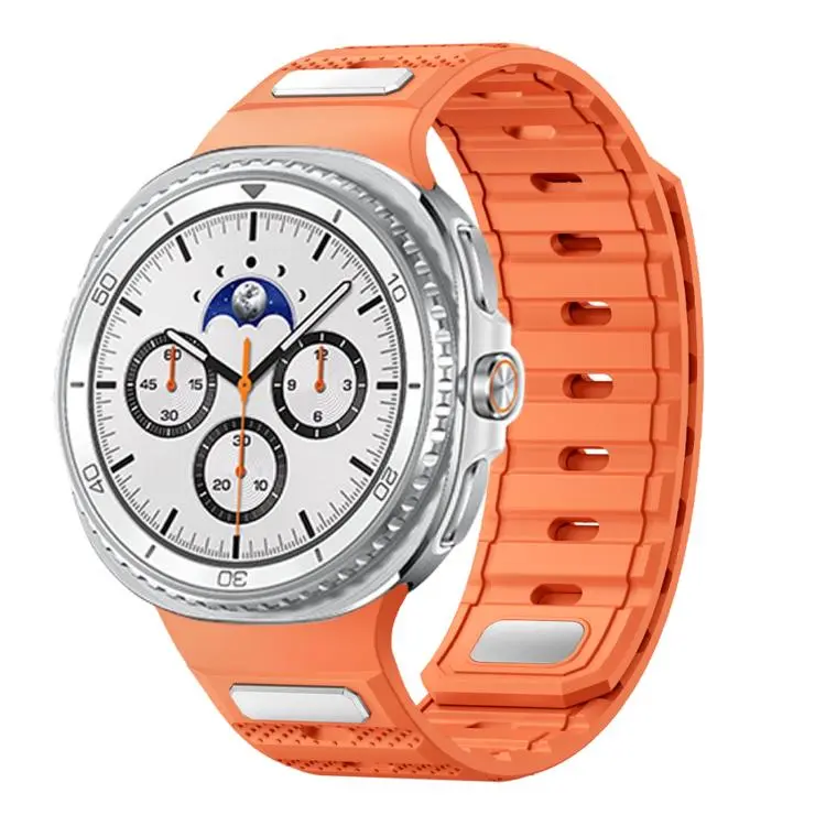 For Galaxy Watch9/8/9 Classic/8 Classic Dot Pattern Magnetic Solid Color Silicone Watch Band(Orange)