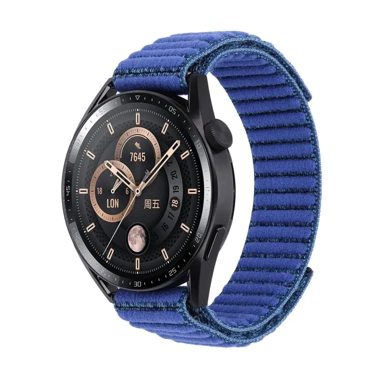 For Garmin 22mm Wave Textured Nylon Hook And Loop Fastener Watch Band(Blue)