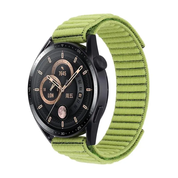 For Garmin 22mm Wave Textured Nylon Hook And Loop Fastener Watch Band(Green)