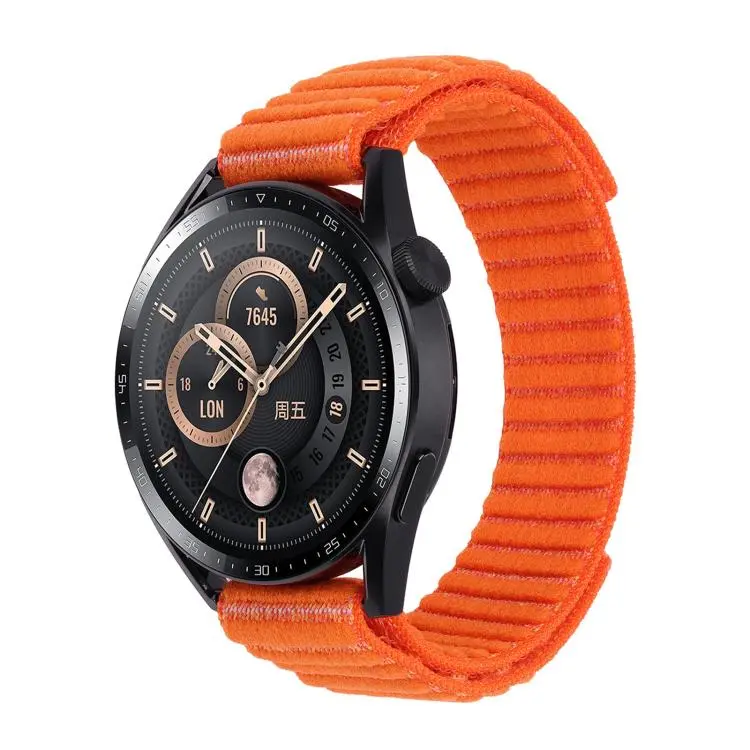 For Garmin 22mm Wave Textured Nylon Hook And Loop Fastener Watch Band(Orange)