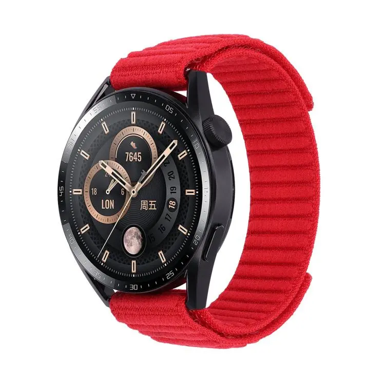 For Garmin 22mm Wave Textured Nylon Hook And Loop Fastener Watch Band(Red)