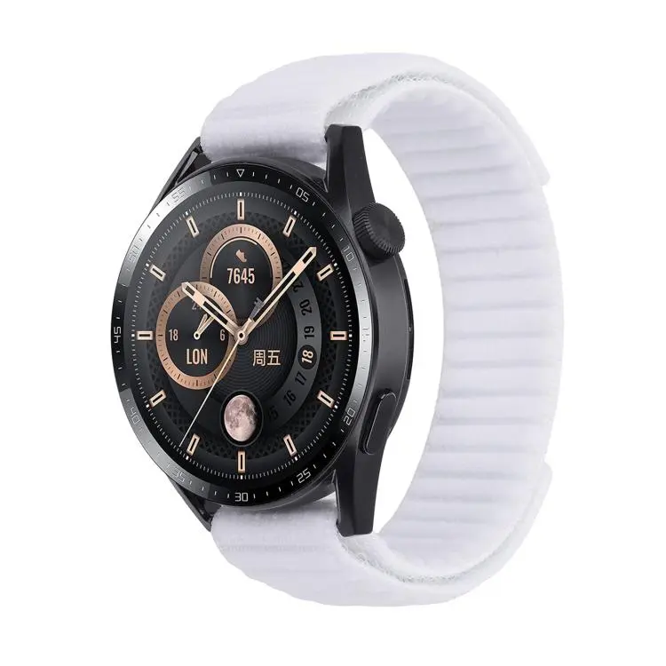 For Garmin 22mm Wave Textured Nylon Hook And Loop Fastener Watch Band(White)