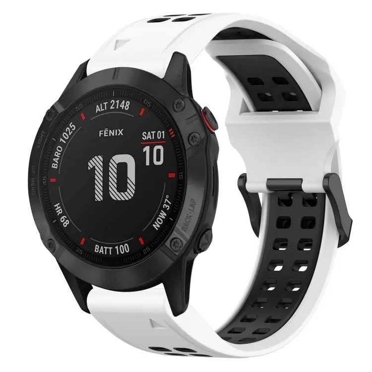 For Garmin Fenix 6 Pro Two Color Reverse Buckle 22mm Silicone Watch Band(White+Black)
