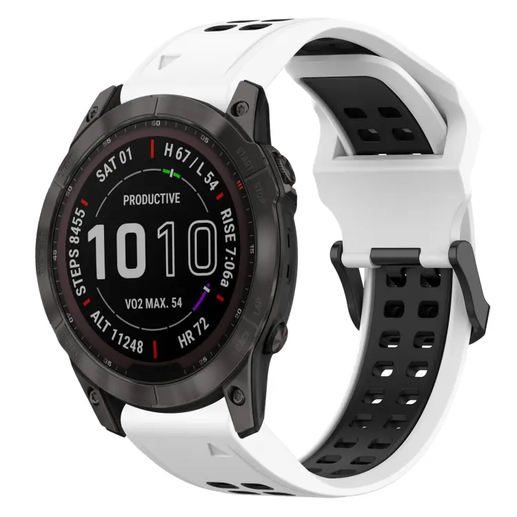 For Garmin Fenix 7X Two Color Reverse Buckle 26mm Silicone Watch Band(White+Black)
