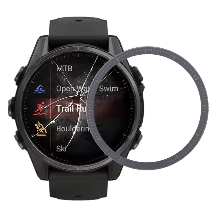 For Garmin Fenix 8 AMOLED 43mm Original Sapphire Material Front Screen Outer Glass Lens (Black)