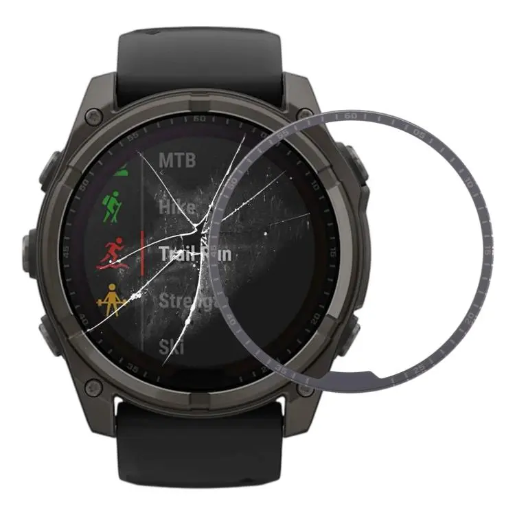 For Garmin Fenix 8 Solar 51mm Original Sapphire Material Front Screen Outer Glass Lens (Black)